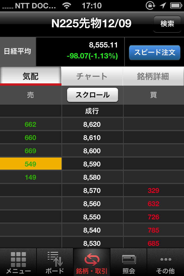 岡三ネットトレーダースマホF・iPhone版の画面4